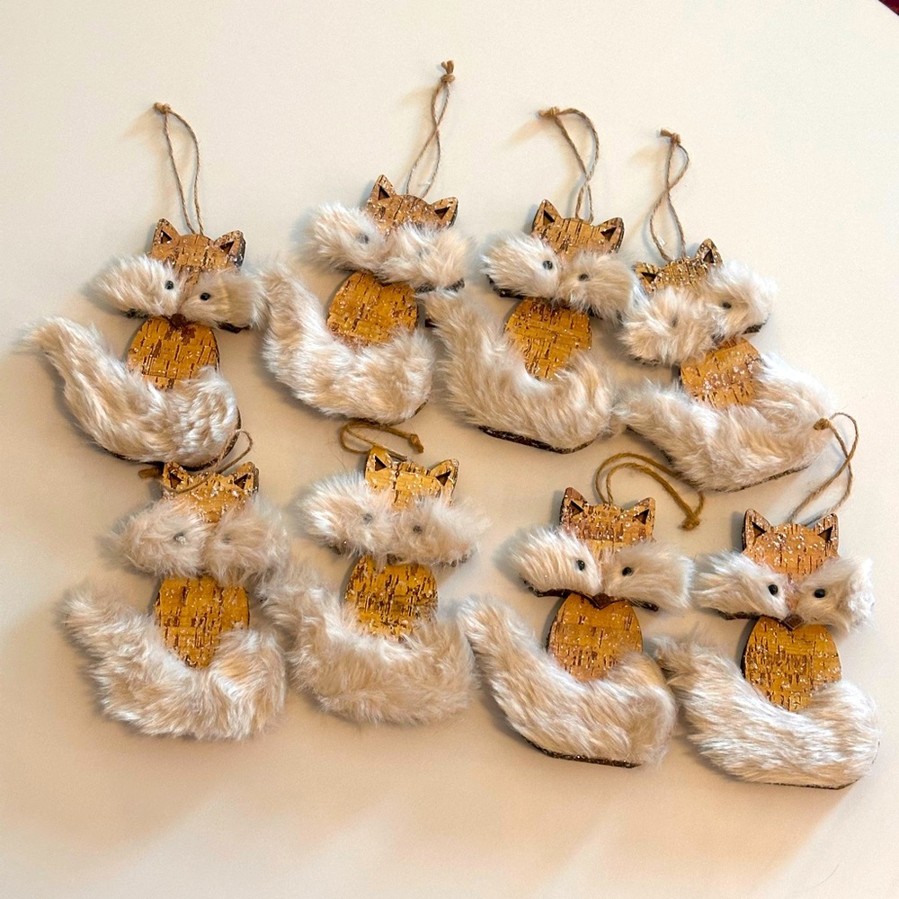 Set of 8 Fox Woodland Animal Ornaments